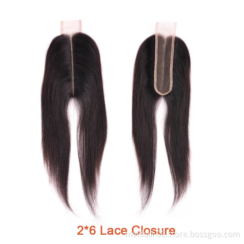 Unprocessed virgin peruvian hair closure 2x6, mdl 2x6 hair closure, top closure human hair 2x6